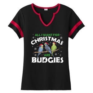 I Want Budgies For Christmas Cute Gift Ladies Halftime Notch Neck Tee