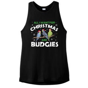 I Want Budgies For Christmas Cute Gift Ladies PosiCharge Tri-Blend Wicking Tank