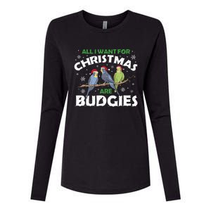 I Want Budgies For Christmas Cute Gift Womens Cotton Relaxed Long Sleeve T-Shirt