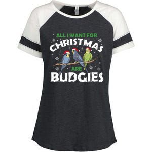 I Want Budgies For Christmas Cute Gift Enza Ladies Jersey Colorblock Tee