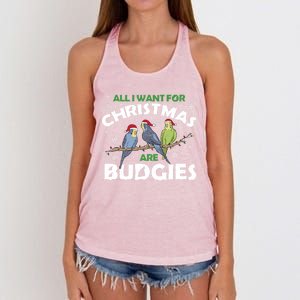 I Want Budgies For Christmas Cute Gift Women's Knotted Racerback Tank