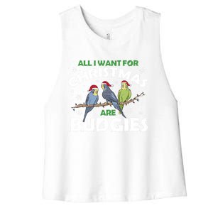 I Want Budgies For Christmas Cute Gift Women's Racerback Cropped Tank