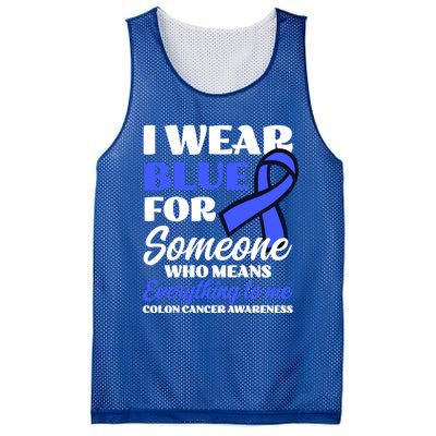 I Wear Blue For Someone Design Colon Cancer Awareness Meaningful Gift Mesh Reversible Basketball Jersey Tank