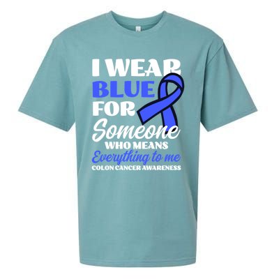 I Wear Blue For Someone Design Colon Cancer Awareness Meaningful Gift Sueded Cloud Jersey T-Shirt