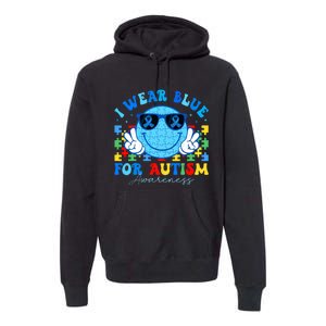 I Wear Blue For Autism Awareness Month Teacher Premium Hoodie