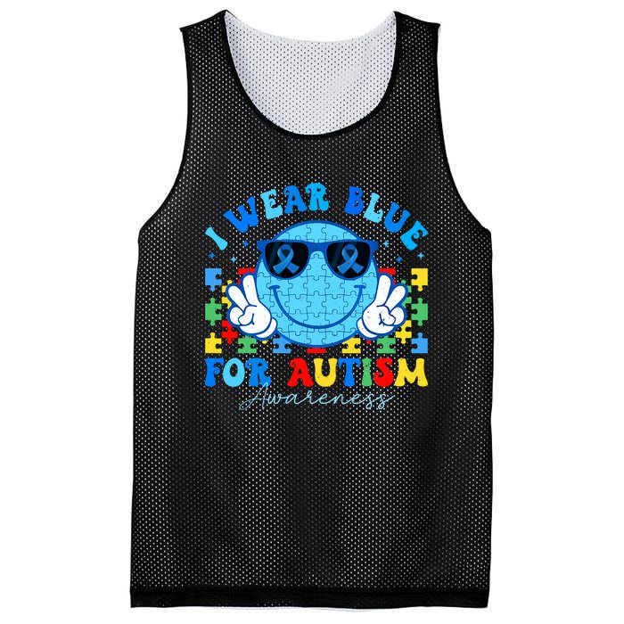 I Wear Blue For Autism Awareness Month Teacher Mesh Reversible Basketball Jersey Tank