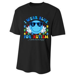 I Wear Blue For Autism Awareness Month Teacher Performance Sprint T-Shirt