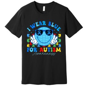 I Wear Blue For Autism Awareness Month Teacher Premium T-Shirt