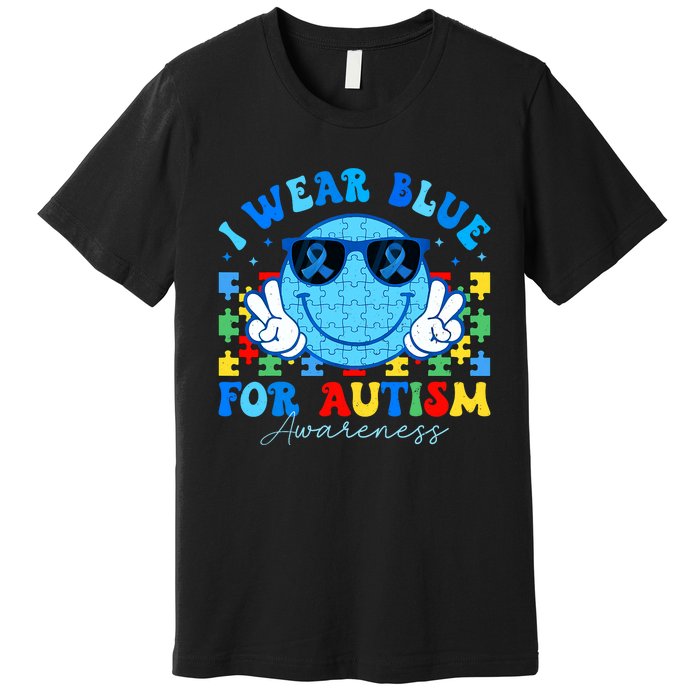 I Wear Blue For Autism Awareness Month Teacher Premium T-Shirt