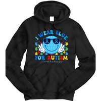 I Wear Blue For Autism Awareness Month Teacher Tie Dye Hoodie