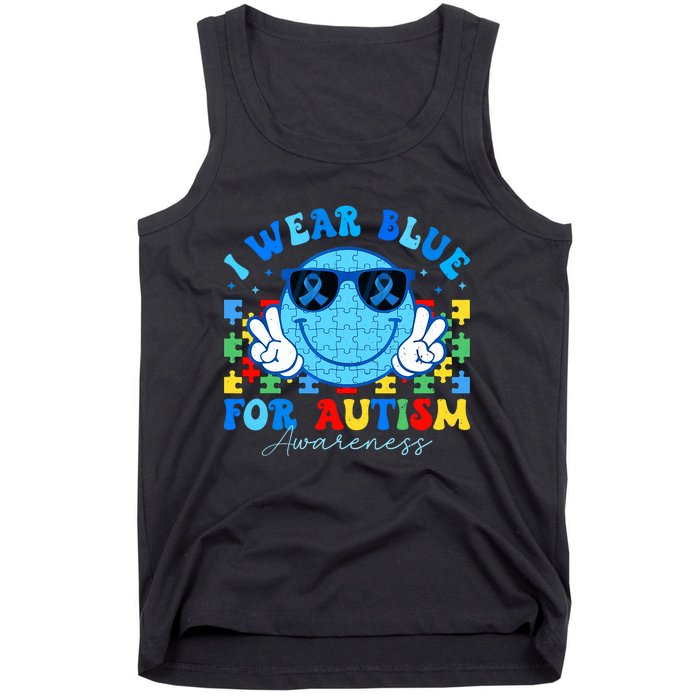 I Wear Blue For Autism Awareness Month Teacher Tank Top