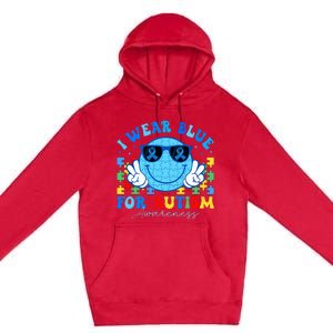 I Wear Blue For Autism Awareness Month Teacher Premium Pullover Hoodie