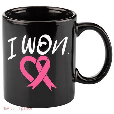 I Won Breast Cancer Awareness Support Pink Ribbon Survivor 11oz C Handle Ceramic Mug