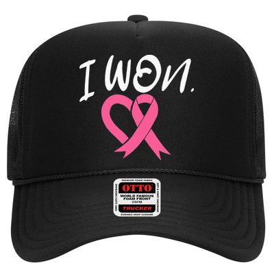 I Won Breast Cancer Awareness Support Pink Ribbon Survivor Trucker Hat