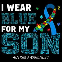 I Wear Blue For My Son Autism Awareness Mom Dad Impact Tech Backpack
