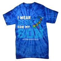 I Wear Blue For My Son Autism Awareness Mom Dad Tie-Dye T-Shirt