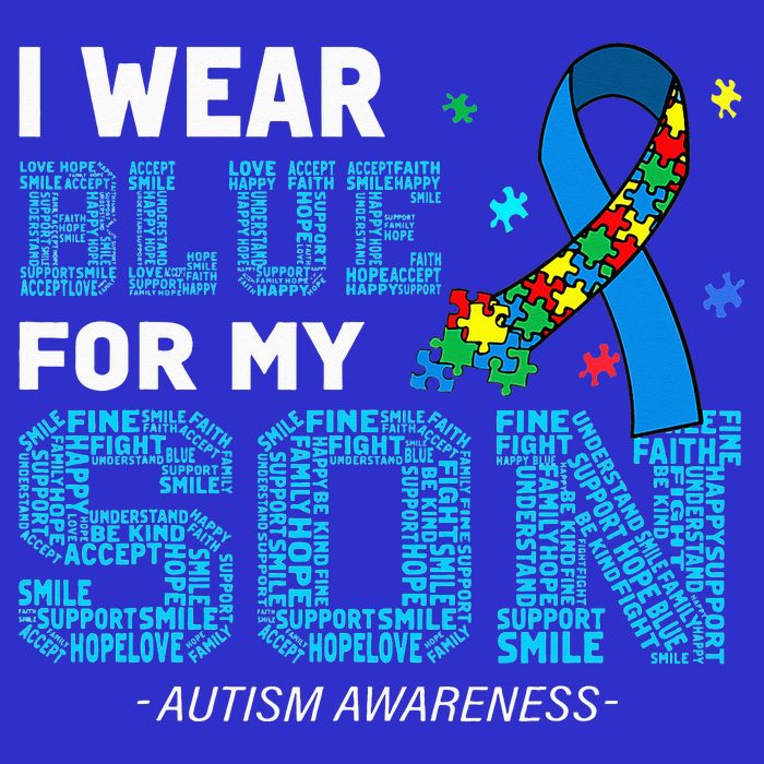 I Wear Blue For My Son Autism Awareness Mom Dad Tie-Dye T-Shirt
