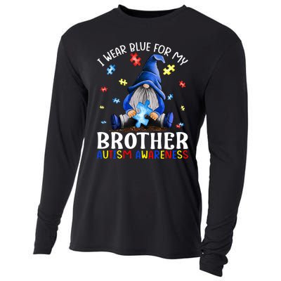 I Wear Blue For My Brother Autism Awareness Gnomes Cooling Performance Long Sleeve Crew