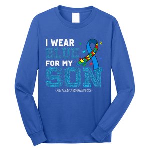 I Wear Blue For My Son Autism Awareness Month Long Sleeve Shirt