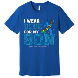 I Wear Blue For My Son Autism Awareness Month Premium T-Shirt