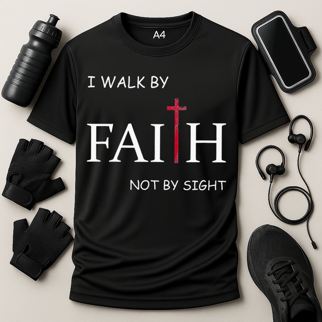 I Walk By Faith Not By Sight Spiritual Christian Church Cooling Performance Crew T-Shirt