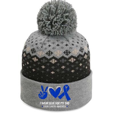 I Wear Blue For My Dad Colon Cancer Awareness Survivor Gift Cute Gift The Baniff Cuffed Pom Beanie