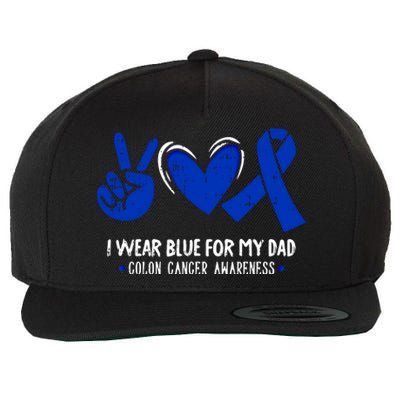 I Wear Blue For My Dad Colon Cancer Awareness Survivor Gift Cute Gift Wool Snapback Cap