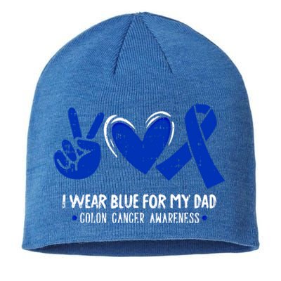 I Wear Blue For My Dad Colon Cancer Awareness Survivor Gift Cute Gift Sustainable Beanie