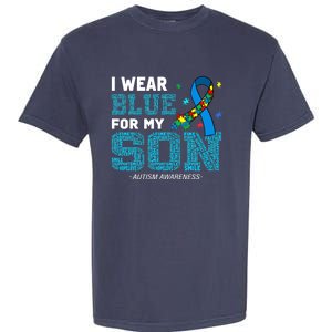 I Wear Blue For My Son Autism Awareness Month Mom Dad Garment-Dyed Heavyweight T-Shirt