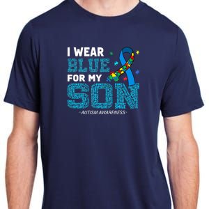 I Wear Blue For My Son Autism Awareness Month Mom Dad Adult ChromaSoft Performance T-Shirt