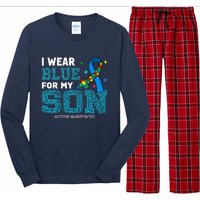 I Wear Blue For My Son Autism Awareness Month Mom Dad Long Sleeve Pajama Set