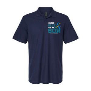 I Wear Blue For My Son Autism Awareness Month Mom Dad Softstyle Adult Sport Polo