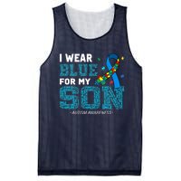 I Wear Blue For My Son Autism Awareness Month Mom Dad Mesh Reversible Basketball Jersey Tank