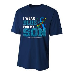 I Wear Blue For My Son Autism Awareness Month Mom Dad Performance Sprint T-Shirt