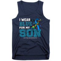 I Wear Blue For My Son Autism Awareness Month Mom Dad Tank Top