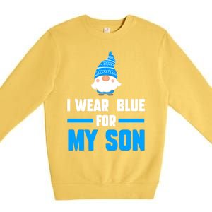 I Wear Blue For My Son Autism Cute Gift Premium Crewneck Sweatshirt