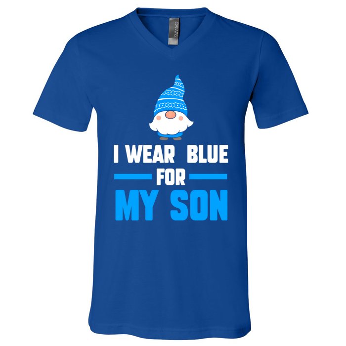 I Wear Blue For My Son Autism Cute Gift V-Neck T-Shirt