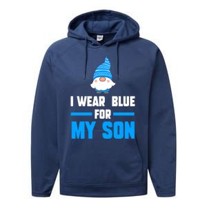 I Wear Blue For My Son Autism Cute Gift Performance Fleece Hoodie