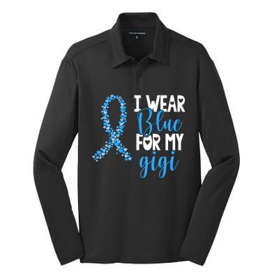 I Wear Blue For My Gigi Colon Cancer Awareness Support Gift Silk Touch Performance Long Sleeve Polo