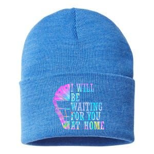 I Will Be Waiting For You At Home Softball Catcher Cute Gift Sustainable Knit Beanie