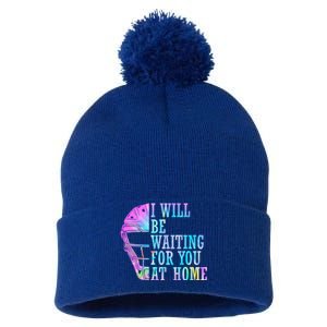 I Will Be Waiting For You At Home Softball Catcher Cute Gift Pom Pom 12in Knit Beanie