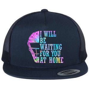 I Will Be Waiting For You At Home Softball Catcher Cute Gift Flat Bill Trucker Hat