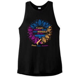 I Wear Blue Purple Marigold For My Husband Gift Bladder Cancer Gift Ladies PosiCharge Tri-Blend Wicking Tank