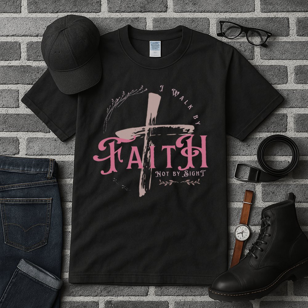 I Walk By Faith Not By Sight 2 Corinthians 57 Christian Tall T-Shirt