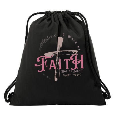 I Walk By Faith Not By Sight 2 Corinthians 57 Christian Drawstring Bag