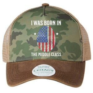 I Was Born In The Middle Class Trump 2024 American Flag Legacy Tie Dye Trucker Hat