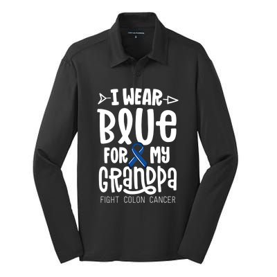 I Wear Blue For My Grandma Blue Colon Cancer Awareness Gift Silk Touch Performance Long Sleeve Polo