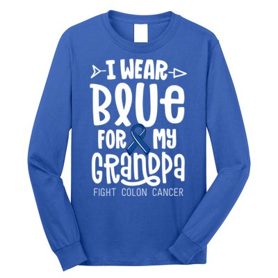 I Wear Blue For My Grandma Blue Colon Cancer Awareness Gift Long Sleeve Shirt