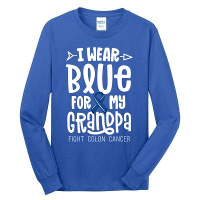 I Wear Blue For My Grandma Blue Colon Cancer Awareness Gift Tall Long Sleeve T-Shirt