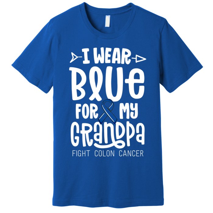 I Wear Blue For My Grandma Blue Colon Cancer Awareness Gift Premium T-Shirt